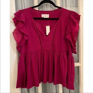 Anthropology Babydoll ruffled top.Size M,runs for L too